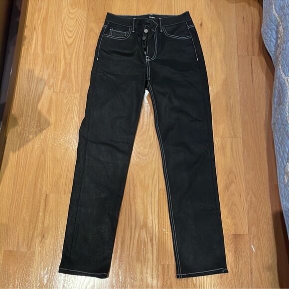 GRLFRND Coated Black White Stitch Denim Aurelia Jeans in Lights Out Sz 26 - Picture 4 of 14